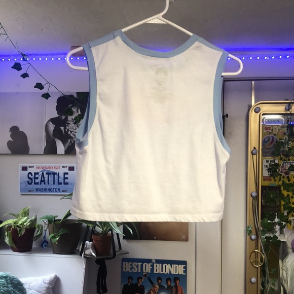 White pink and blue tank top crop top from forever twenty one, size medium. - Picture 2 of 4